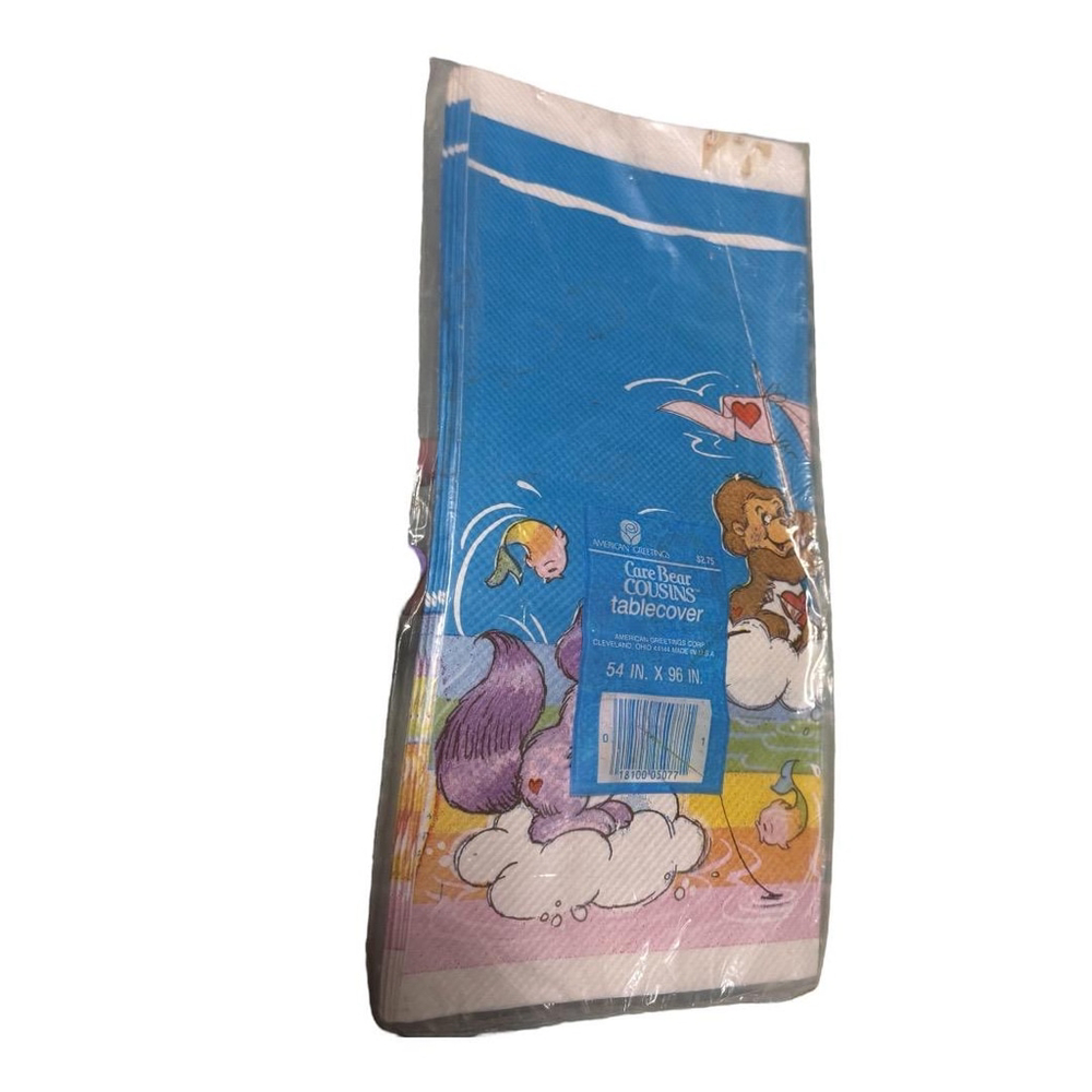 Vintage 1980 Care Bear Cousins Paper Tablecloth Cover 54x96 NEW in Plastic Rare